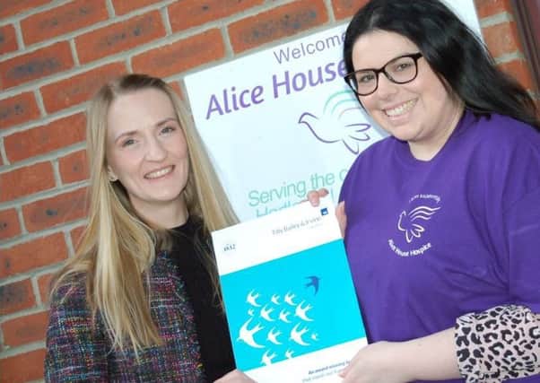 Annaliese Barber of Tilly Bailey & Irvine with Jade Brown from Alice House Hospice.