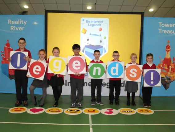Google staff visit youngsters at Hartlepool's Brougham Primary School, to teach them how to stay safe online.