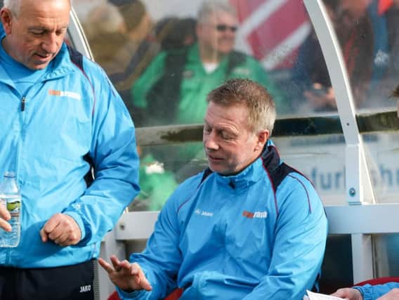Ged McNamee (left) with manager Craig Hignett.