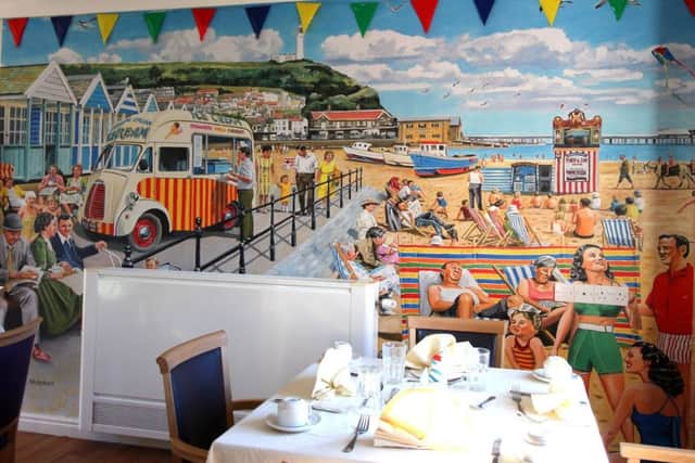 The seaside mural at Wynyard Woods care home.