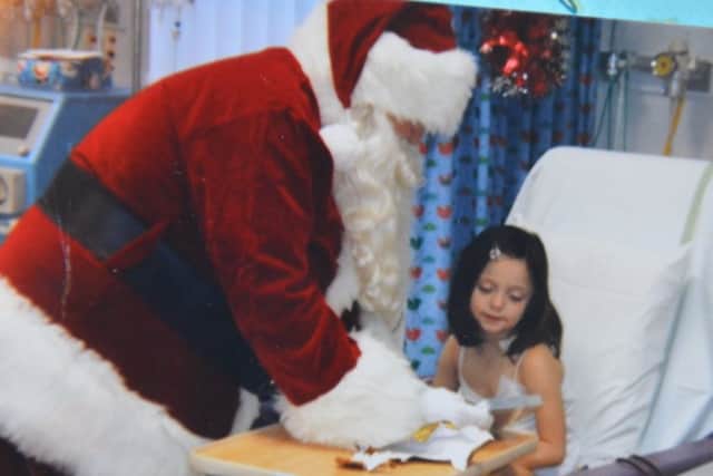 Alice Skinner in hospital at Christmas before she had her transplant operation