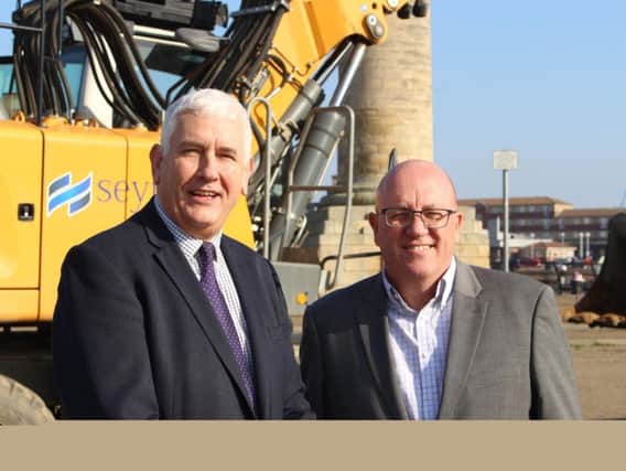 From left, Councillor Kevin CranneyChair of Hartlepool Borough Councils Regeneration Services Committee andKevin Byrne, Managing Director at Seymour Civil Engineering.