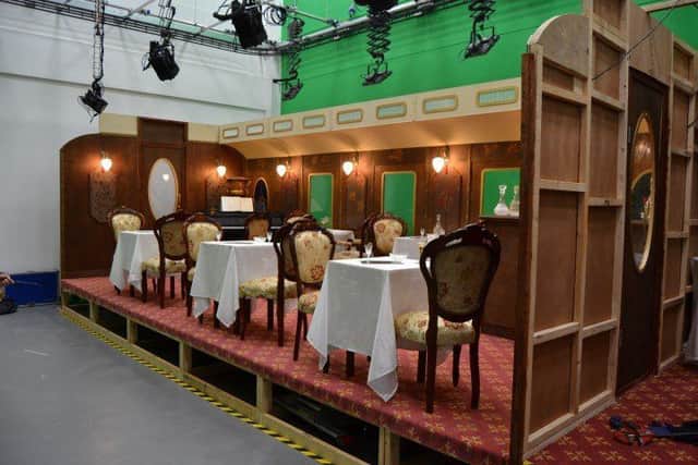 The full-scale period train carriage set built by stage and screen production design students at the Northern School of Art, Hartlepool.