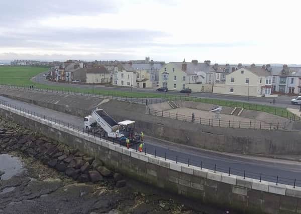 Part of the £9.5m Headland sea defence works off Marine Drive.