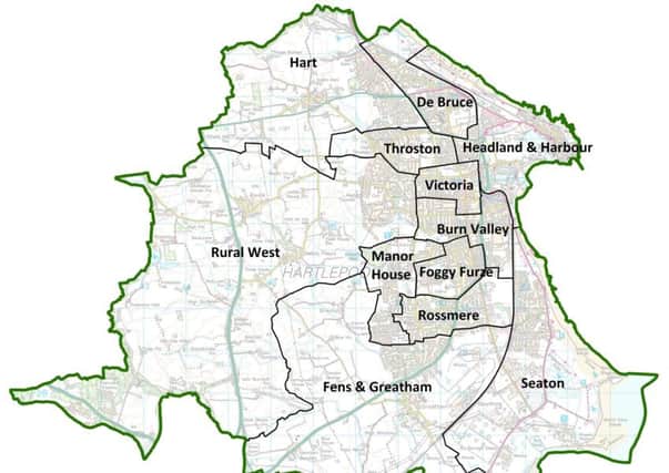 The proposed new 12 ward boundaries for Hartlepool.