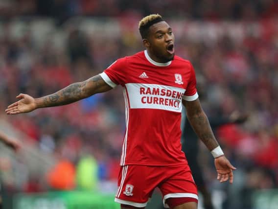 Britt Assombalonga was substituted for Middlesbrough midway through the second half.