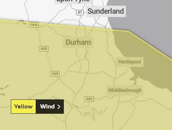 A weather warning for wind is in place in Hartlepool and the surrounding area. Picture by Met Office.