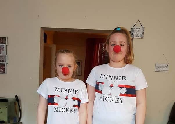 Red Nose Day in Hartlepool. Kaydie 8 and Carah 10. Picture: Sacha Wilkins.