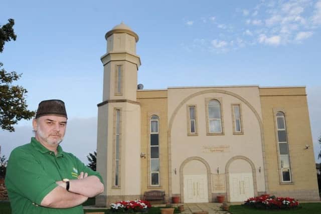 Tahir Selby outside Nasir Mosque in Hartlepool.