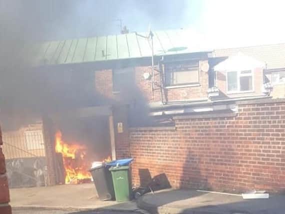Fire at the rear of a shop in Edenhill Road, Peterlee. Image: John Dawes.