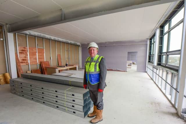 Head teacher Mark Tilling  in a classroom in the new buildings at High Tunstall School, hartlepool.