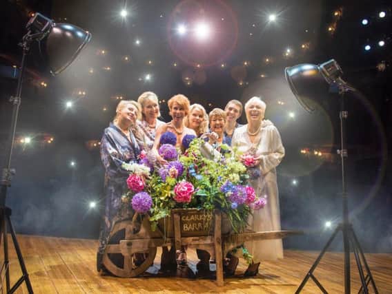 From left to right, Rebecca Storm, Fern Britton, Anna-Jane Casey, Sara Crowe, Ruth Madoc, Karen Dunbar and Denise Welch in Calendar Girls The Musical. Note that Ruth Madoc is not scheduled to appear in the Sunderland shows.