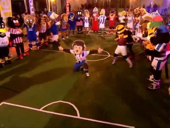 H'Angus during the Super Movers Mascot Mashup dance on The One Show.
