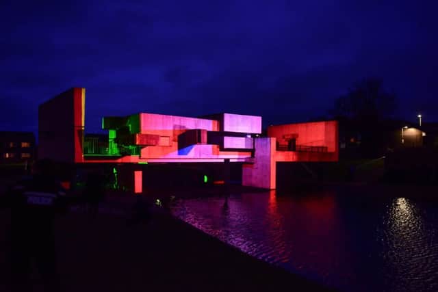 Illuminated Apollo Pavilion in Peterlee tonight.