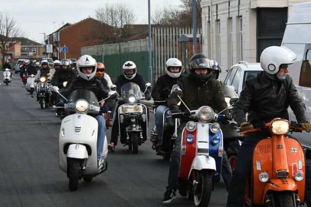 Members of Hartlepool Scooter Club arriving at the Hartlepool Music Weekender/March of the Mods at the Corporation Sports and Social Club, on Saturday.