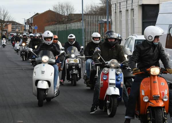 Members of Hartlepool Scooter Club arriving at the Hartlepool Music Weekender/March of the Mods at the Corporation Sports and Social Club, on Saturday.