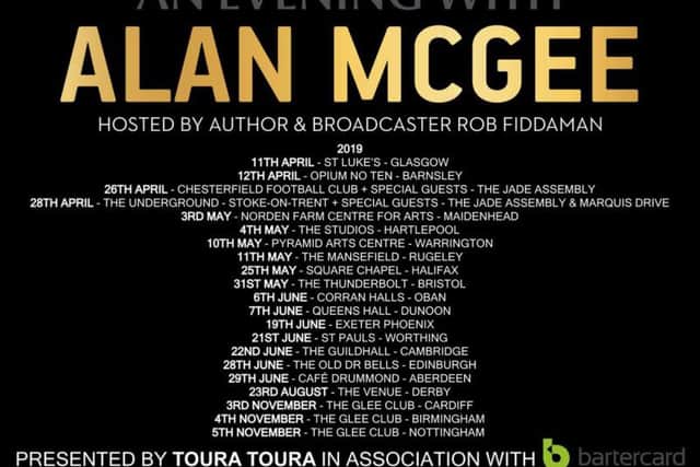 The tour dates for An Evening with Alan McGee.