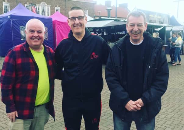 Mike Hill, MP, with Coun Dave Hunter and Steve Picton at the Maritime Market.