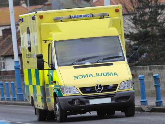 A North East Ambulance Service vehicle was targeted while treating a patient in Hartlepool.