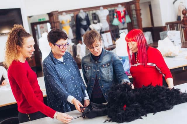 From left, Fiona Harrington with Dr Carol Harris, Karen Peacock and Alison Hudson from the School's Fashion with Body Contour programme. Picture credit: The Northern School of Art, Russ Norman.