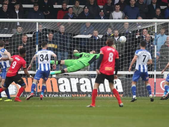 Scott Loach had to be at his very best to keep Pools on level terms - but it was the goalkeeper's second half error which proved costly.