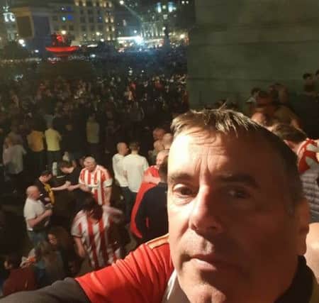 Sunderland fan, John Mulcahy from Hartlepool, shortly before he collapsed and missed the game.