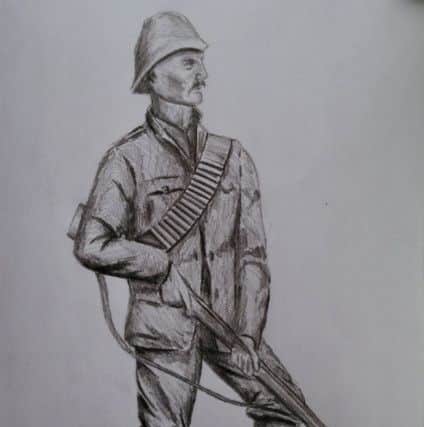 A drawing of the new Ward Jackson Park Boer War statue designed by artist Ray Lonsdale.