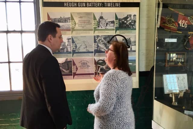 Tees Valley Mayor Ben Houchen hears about the history of the Heugh Battery Museum during his visit.