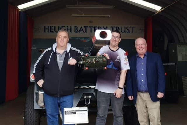 Left to right: Ian Cawley, Stephen Picton and Councillor Dave Hunter at the Heugh Battery Museum.