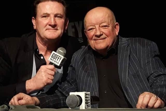 DJ Paul 'Goffy' Gough with Tim Healy at an eveing with show in Middlesbrough