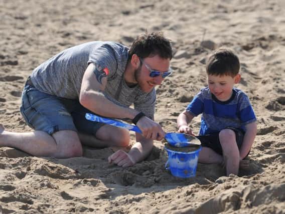 Andrew and Jack Shields enjoying the Easter Bank Holiday Monday weather at Seaton Carew.