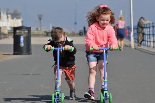 Joseph and Scarlet Titcombe enjoying the Easter Bank Holiday Monday weather at Seaton Carew.