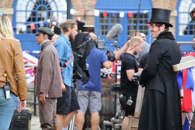 Actor Tom Hughes who plays Prince Albert on set at the National Museum of the Royal Navy Hartlepool for filming of Victoria.