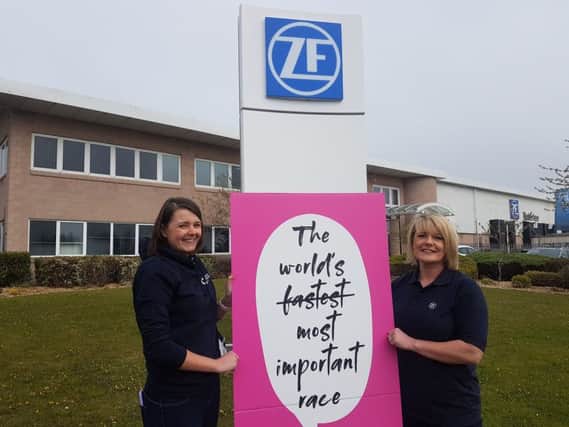 Vikki Lambert from Cancer Resarch UK with Lisa Hudson from ZF.