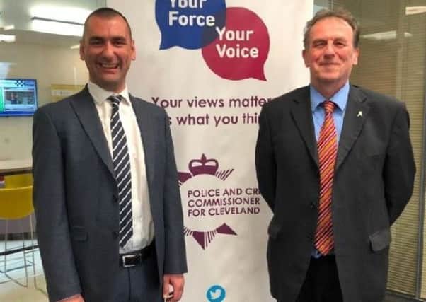 New Chief Constable Richard Lewis with PCC Barry Coppinger.