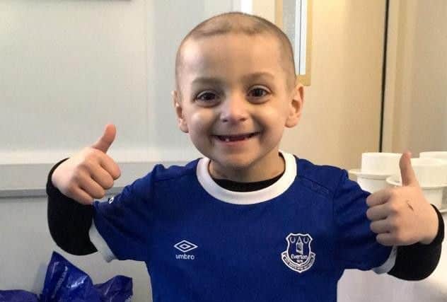Bradley Lowery wears the colours of his second-best team Everton. Picture: Bradley Lowery Foundation.