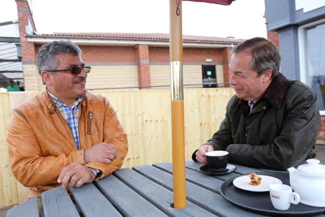 Nigel Farage had a cup of tea with businessman Darab Rezai.