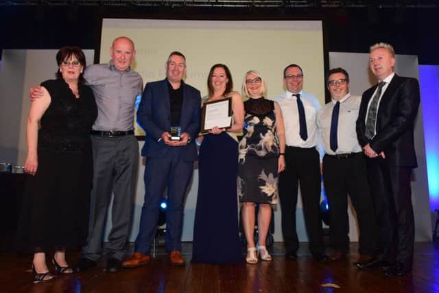 Manufacturer of the Year Award winner was Merlin Flex Limited. Hartlepool Council leader Christopher Akers-Belcher (right) and Heather O'Driscoll , managing director of Waltons Clark Whitehill (fourth from right), presented the award.
