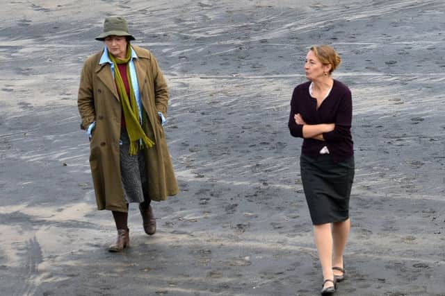 Brenda Blethyn (left) and a fellow actress filming Vera on Hartlepool's Middleton beach in 2015. Picture by Frank Reid.