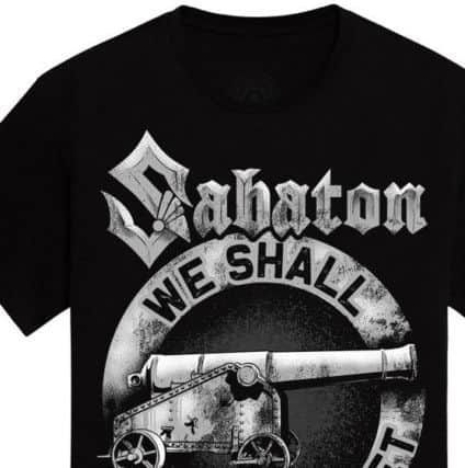 The T-shirt made by band Sabaton to help he Heugh Battery Museum.