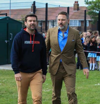 David Walliams during a visit to Flakefleet Primary School in Fleetwood, which was the school that he gave the golden buzzer to on this year's Britain's Got Talent. PRESS ASSOCIATION Photo. Picture date: Friday May 24, 2019. See PA story SHOWBIZ Walliams. Photo credit should read: Peter Byrne/PA Wire