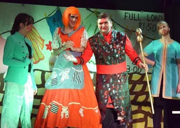 Some of the principal cast on stage in Greatham Village Players annual panto.