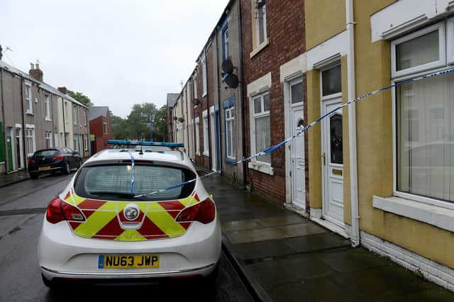 Police at the scene of a murder in Rydal Street, Hartlepool.