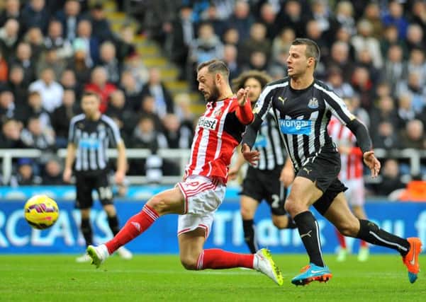 SO NEAR: Steven Fletcher hits the bar with his left-foot volley. PIcture by FRANK REID