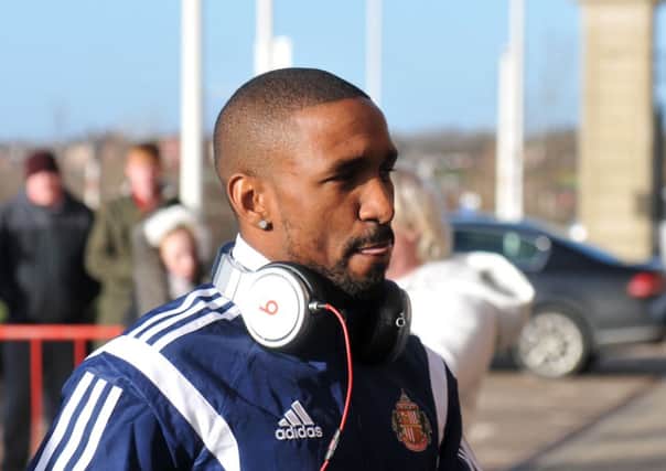 Jermain Defoe arrives at the Stadium of Light for the FA Cup tie against Fulham