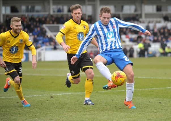 Connor Smith in action for Hartlepool during their 1-0 victory against AFC Wimbledon.  Picture by FRANK REID