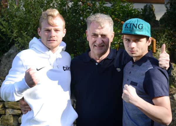 THAT'S MY BOYS: Boxing Promote, Phil Jeffries with boxers, Jordan Ellison (right) and Liam Cammock who will both make their debuts at Rainton Meadows Arena