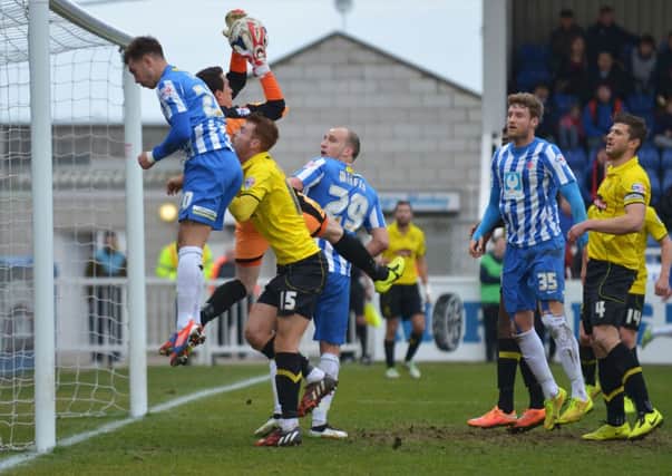 Dan Jones in action for Hartlepool United against Burton Albion. Picture by FRANK REID