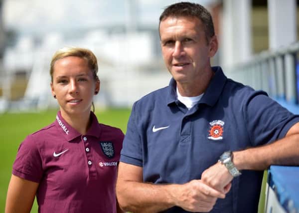 PROUD DAD AND TALENTED DAUGHTER: Former Hartlepool United defender Keith Nobbs and his daughter Jordan who has been named in England Women's World Cup squad. Picture by FRANK REID