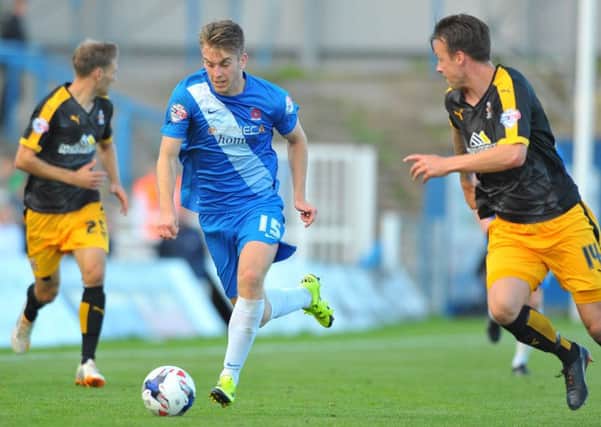 Rhys Oates in action for Hartlepool United against Cambridge United. Picture by FRANK REID
